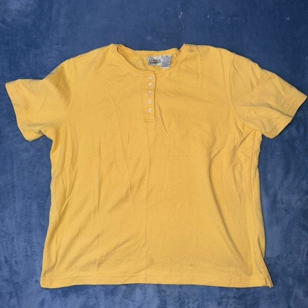 Vintage classic elements Yellow button up shirt women Size XL